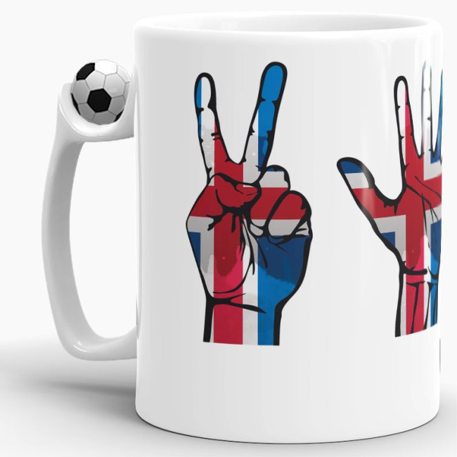 Tasse Handzeichen Island Fussball
