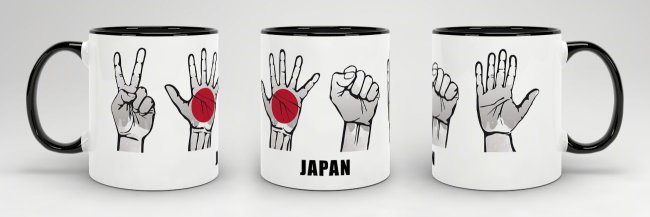 Tasse Handzeichen Japan Schwarz