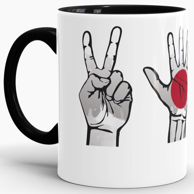 Tasse Handzeichen Japan Schwarz