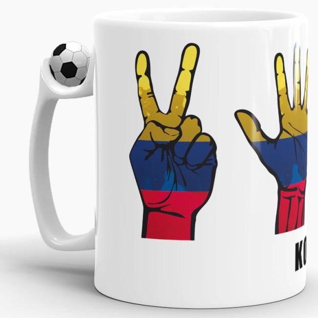 Tasse Handzeichen Kolumbien Fussball