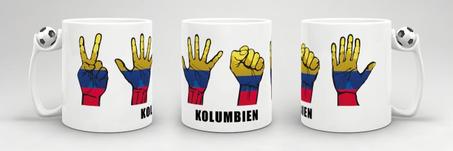 Tasse Handzeichen Kolumbien Fussball