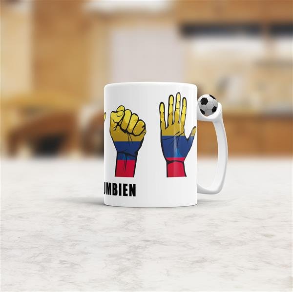 Tasse Handzeichen Kolumbien Fussball