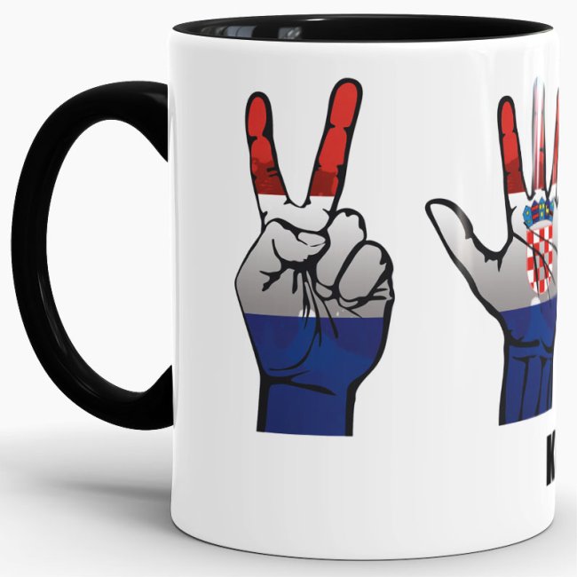 Tasse Handzeichen Kroatien Schwarz
