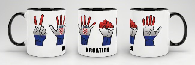 Tasse Handzeichen Kroatien Schwarz