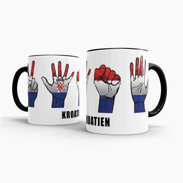 Tasse Handzeichen Kroatien Schwarz