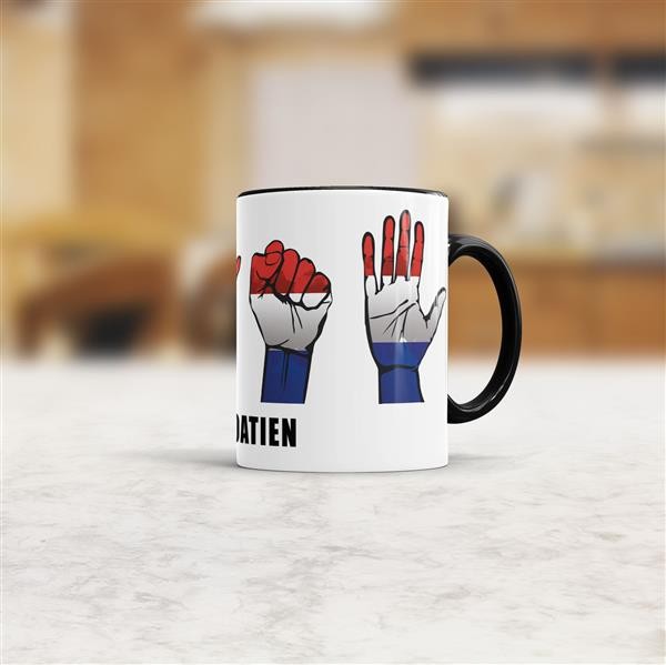 Tasse Handzeichen Kroatien Schwarz