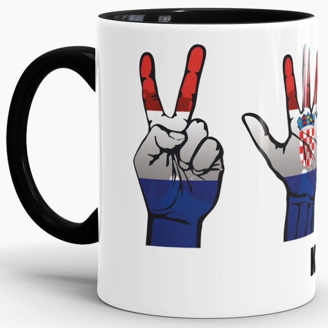 Tasse Handzeichen Kroatien Schwarz