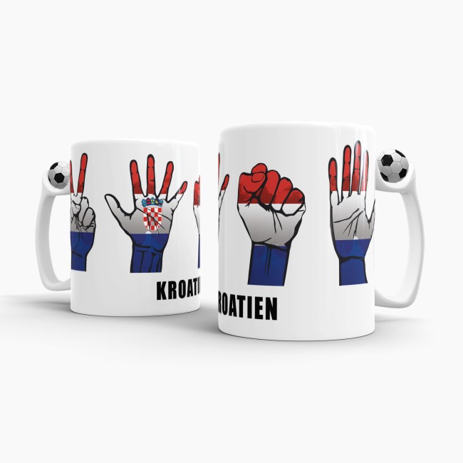 Tasse Handzeichen Kroatien Fussball