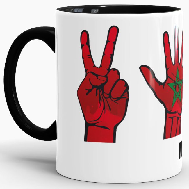 Tasse Handzeichen Marokko Schwarz
