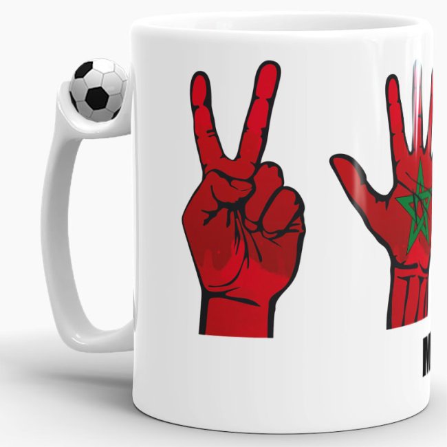 Tasse Handzeichen Marokko Fussball