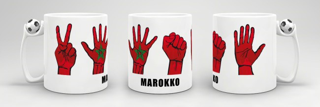 Tasse Handzeichen Marokko Fussball