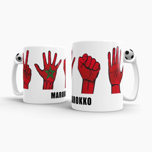 Tasse Handzeichen Marokko Fussball