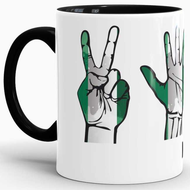 Tasse Handzeichen Nigeria Schwarz