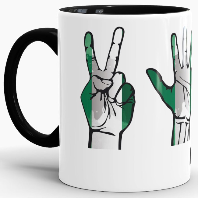 Tasse Handzeichen Nigeria Schwarz