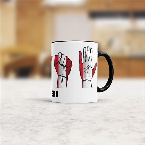 Tasse Handzeichen Peru Schwarz