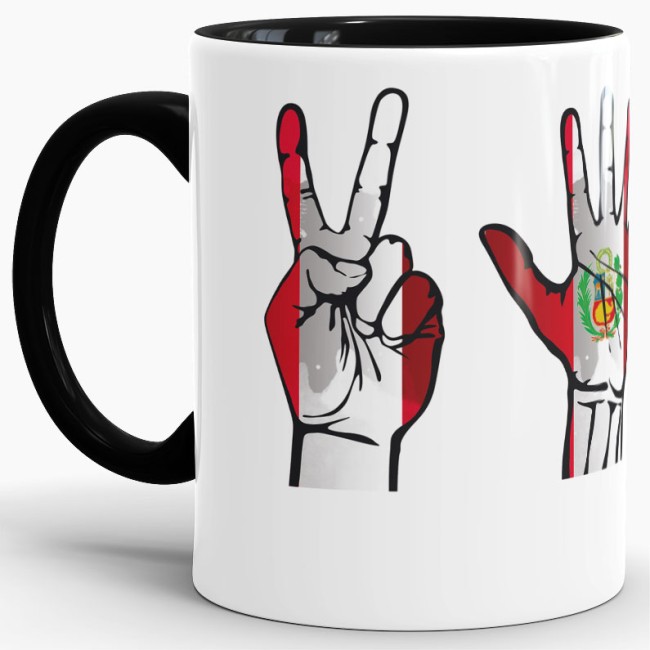 Tasse Handzeichen Peru Schwarz
