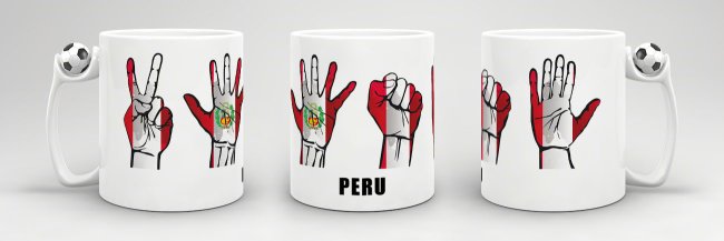 Tasse Handzeichen Peru Fussball