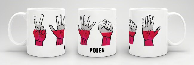 Tasse Handzeichen Polen Fussball