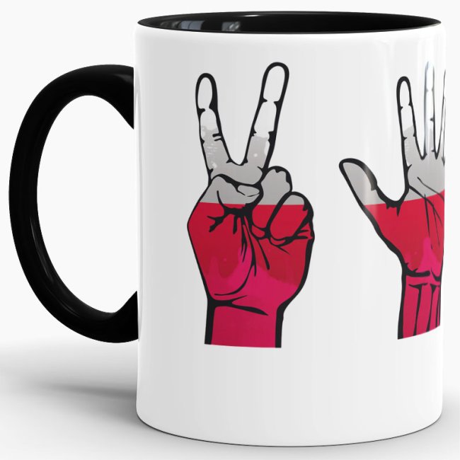Tasse Handzeichen Polen Schwarz