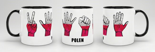 Tasse Handzeichen Polen Schwarz
