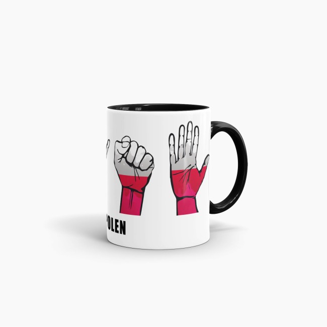Tasse Handzeichen Polen Schwarz