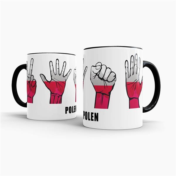 Tasse Handzeichen Polen Schwarz