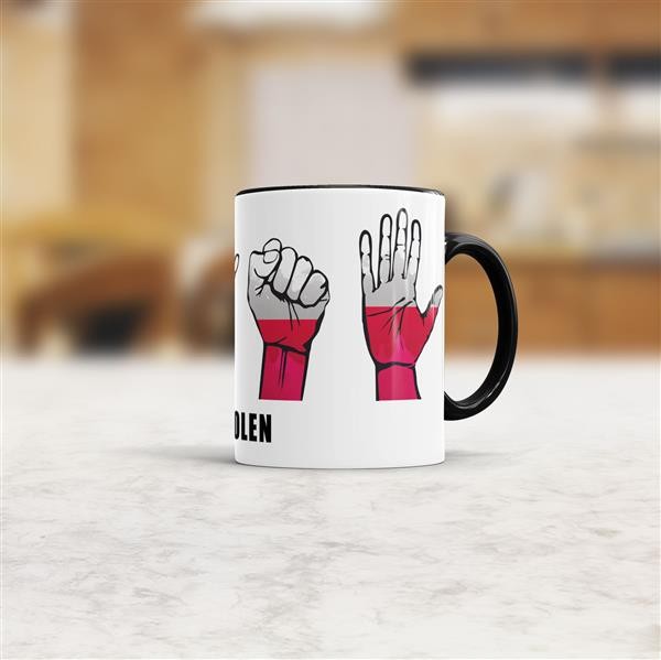 Tasse Handzeichen Polen Schwarz