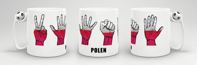 Tasse Handzeichen Polen Fussball