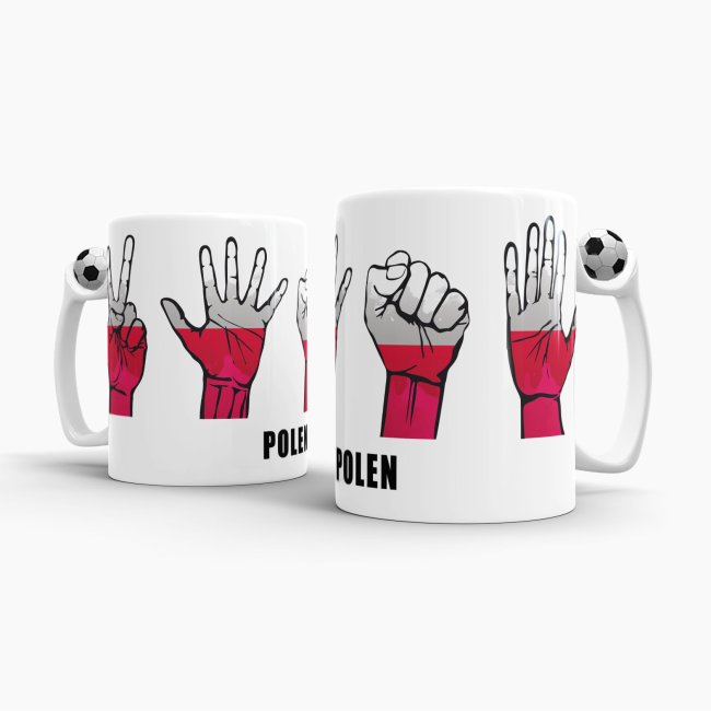 Tasse Handzeichen Polen Fussball