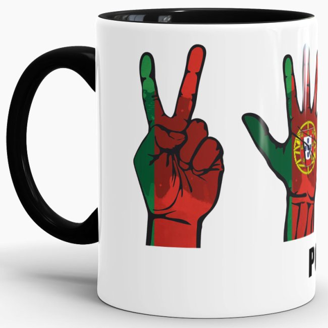 Tasse Handzeichen Portugal Schwarz