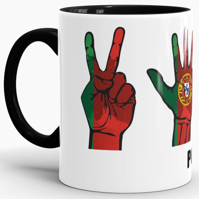 Tasse Handzeichen Portugal Schwarz