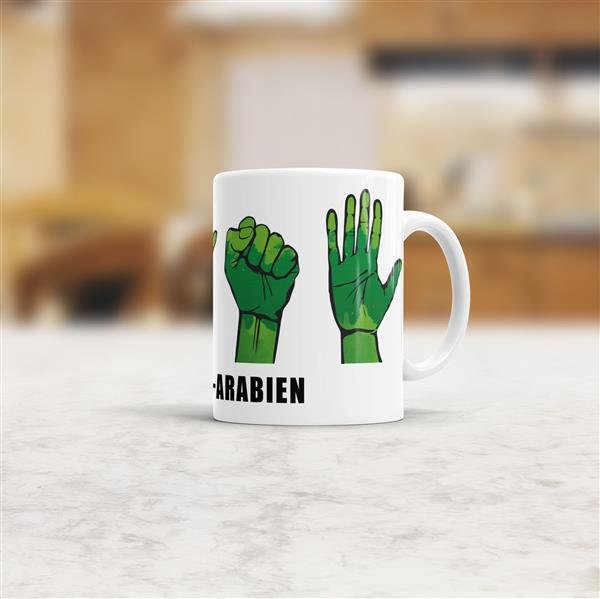 Tasse Handzeichen Saudi-Arabein