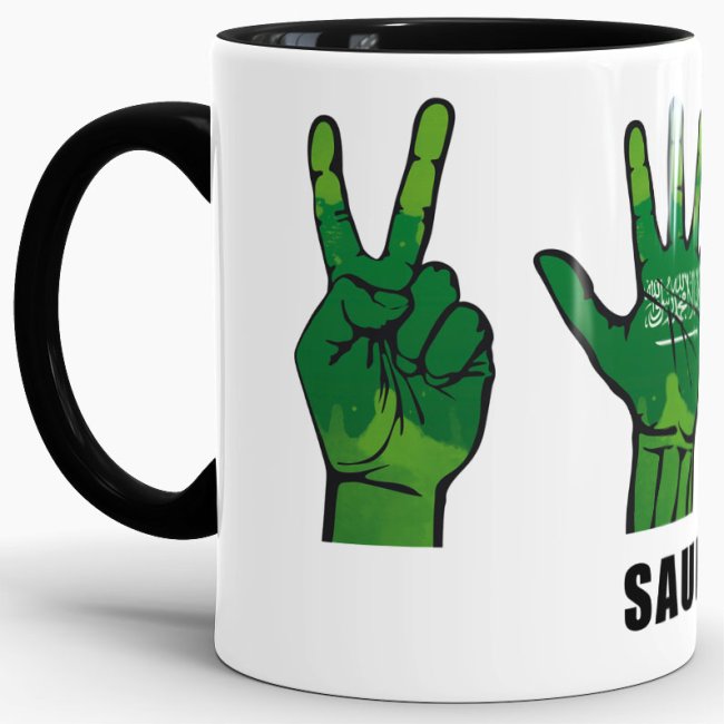 Tasse Handzeichen Saudi-Arabien Schwarz