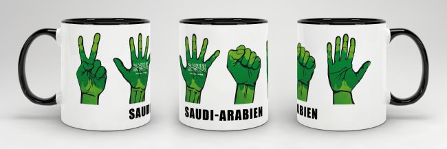 Tasse Handzeichen Saudi-Arabien Schwarz