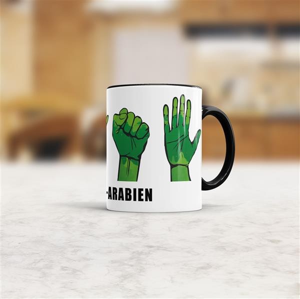 Tasse Handzeichen Saudi-Arabien Schwarz
