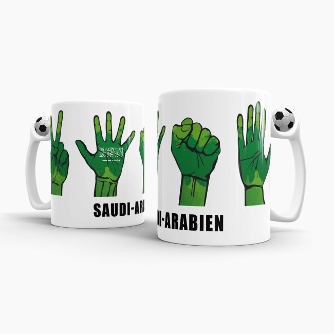 Tasse Handzeichen Saudi-Arabien Fussball