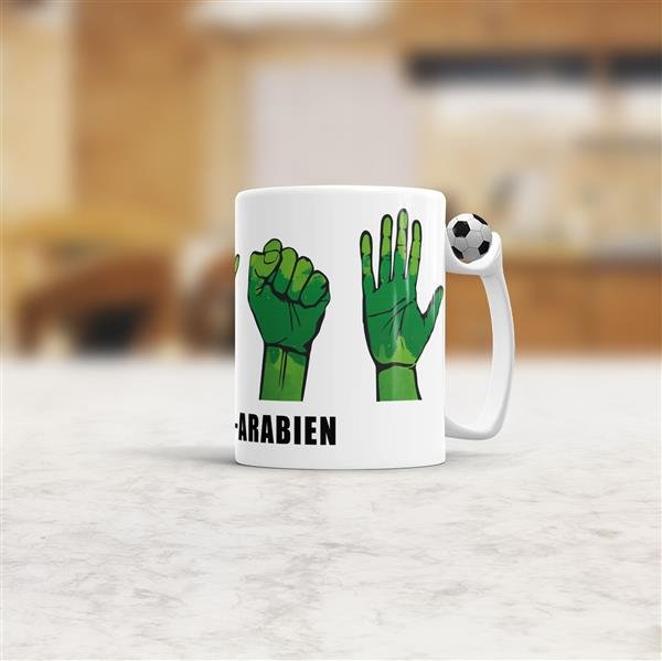 Tasse Handzeichen Saudi-Arabien Fussball