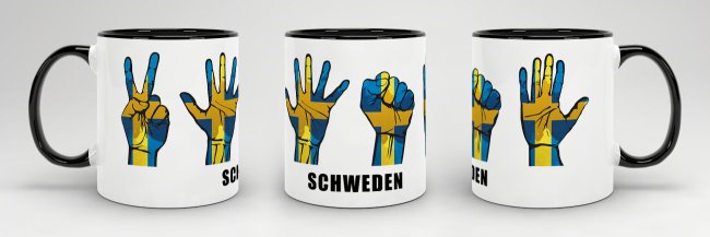Tasse Handzeichen Schweden Schwarz