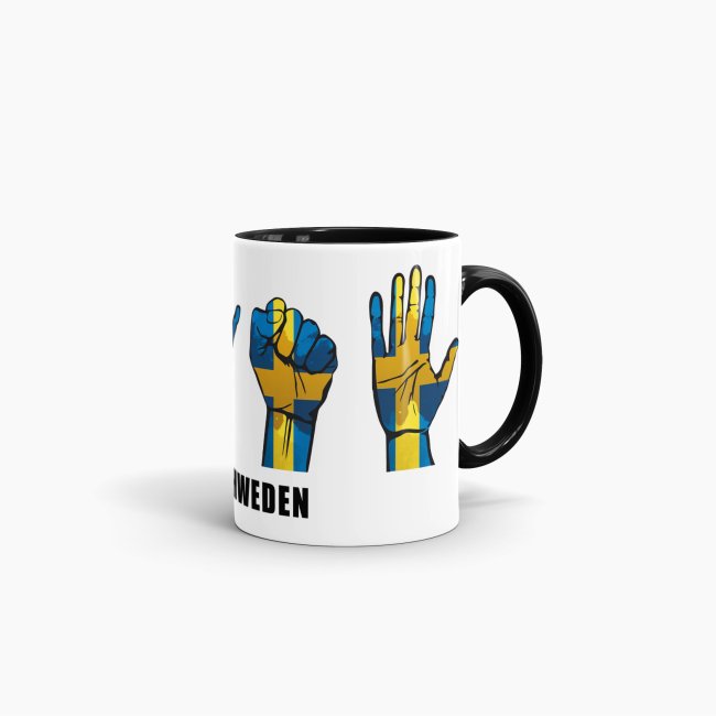 Tasse Handzeichen Schweden Schwarz