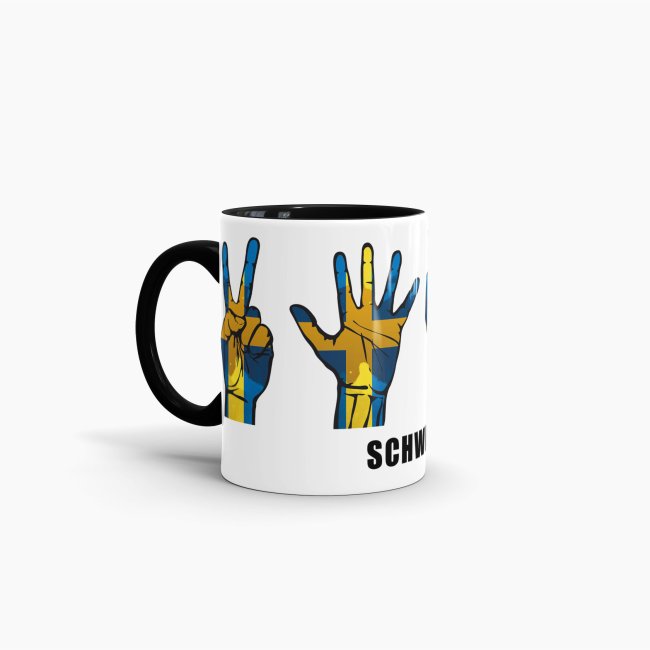 Tasse Handzeichen Schweden Schwarz