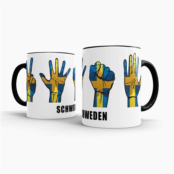 Tasse Handzeichen Schweden Schwarz