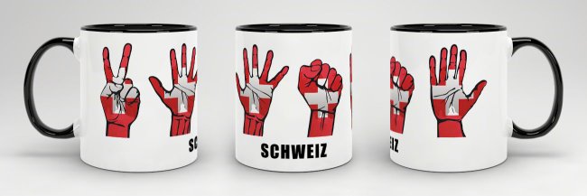 Tasse Handzeichen Schweiz Schwarz