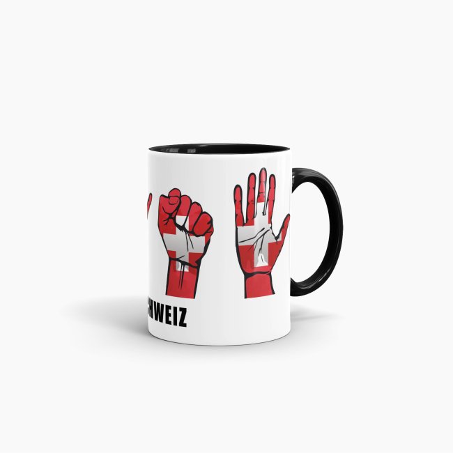 Tasse Handzeichen Schweiz Schwarz
