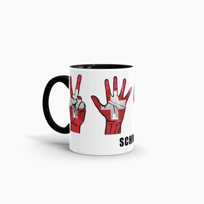 Tasse Handzeichen Schweiz Schwarz