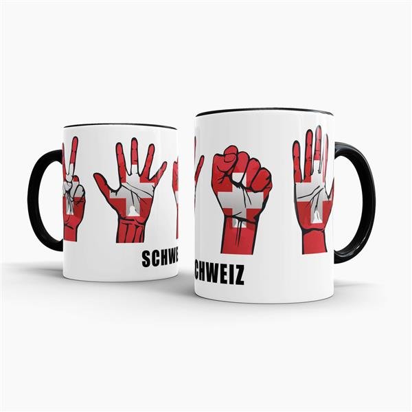 Tasse Handzeichen Schweiz Schwarz