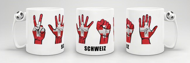 Tasse Handzeichen Schweiz Fussball