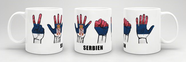 Tasse Handzeichen Serbien