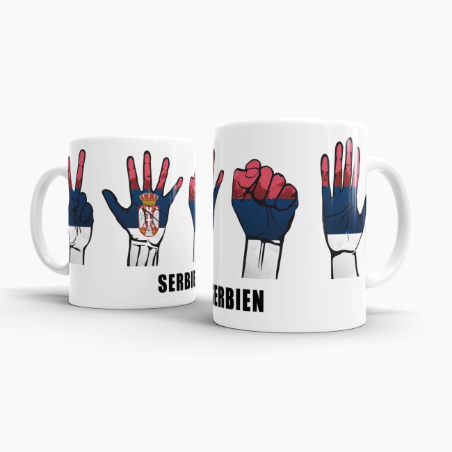 Tasse Handzeichen Serbien