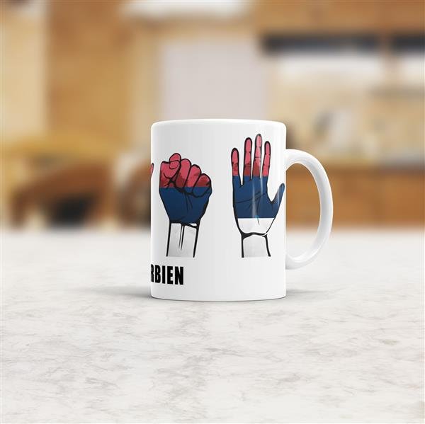 Tasse Handzeichen Serbien