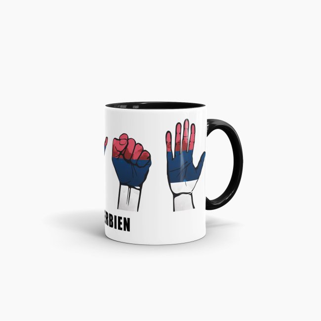 Tasse Handzeichen Serbien Schwarz